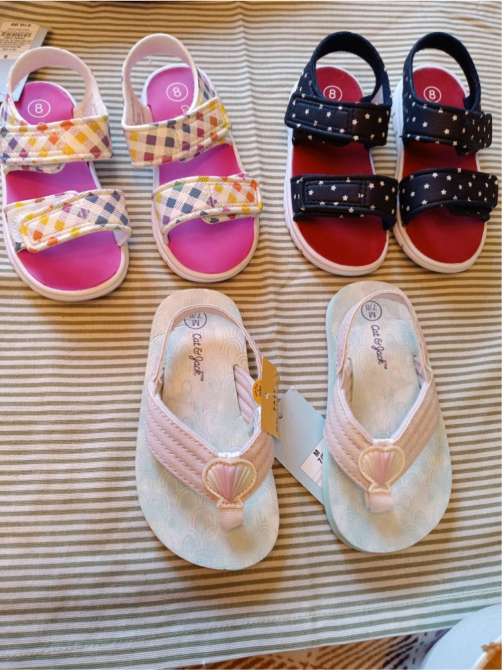 Girls Sandals & flip flops 3 pack New with tags 2 double strap flip flops